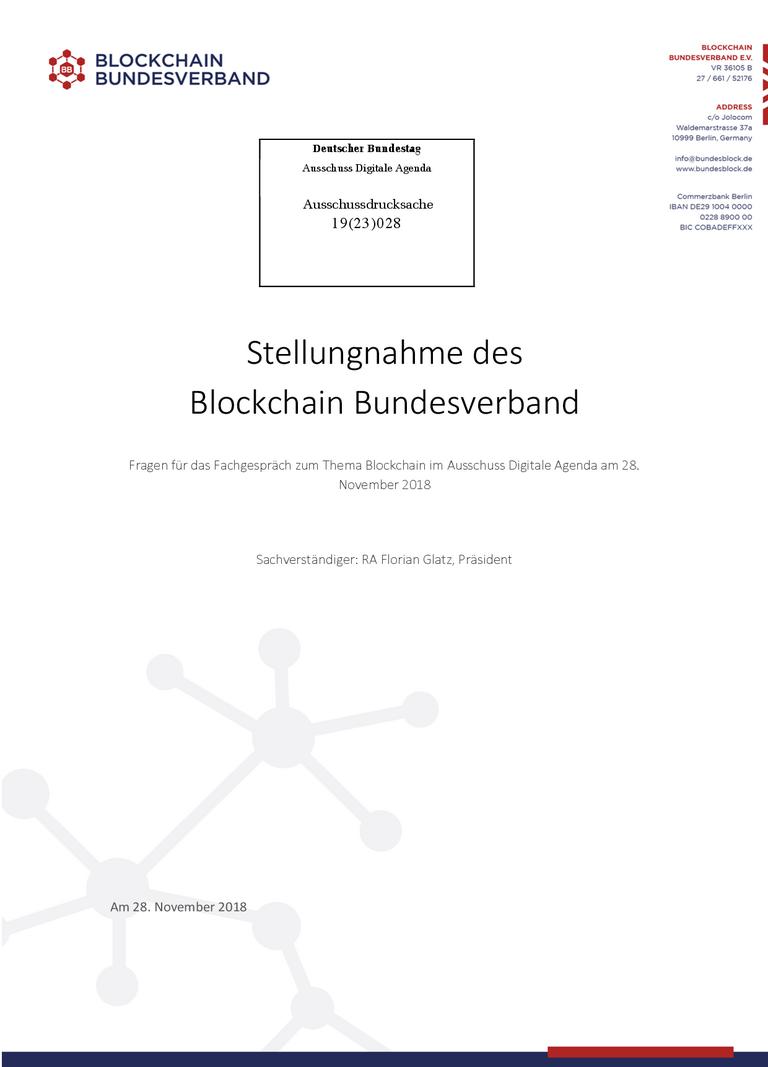 Stellungnahme des Blockchain Bundesverband