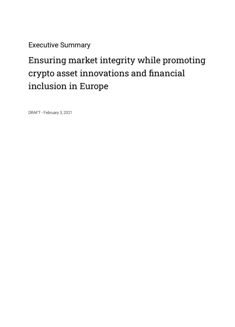 Ensuring market integrity while promoting crypto asset innovations and financial inclusion in Europe