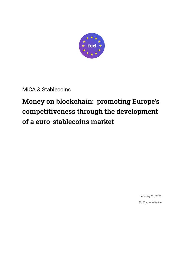 Money on blockchain: promoting Europe’s competitiveness through the development of a euro-stablecoins market